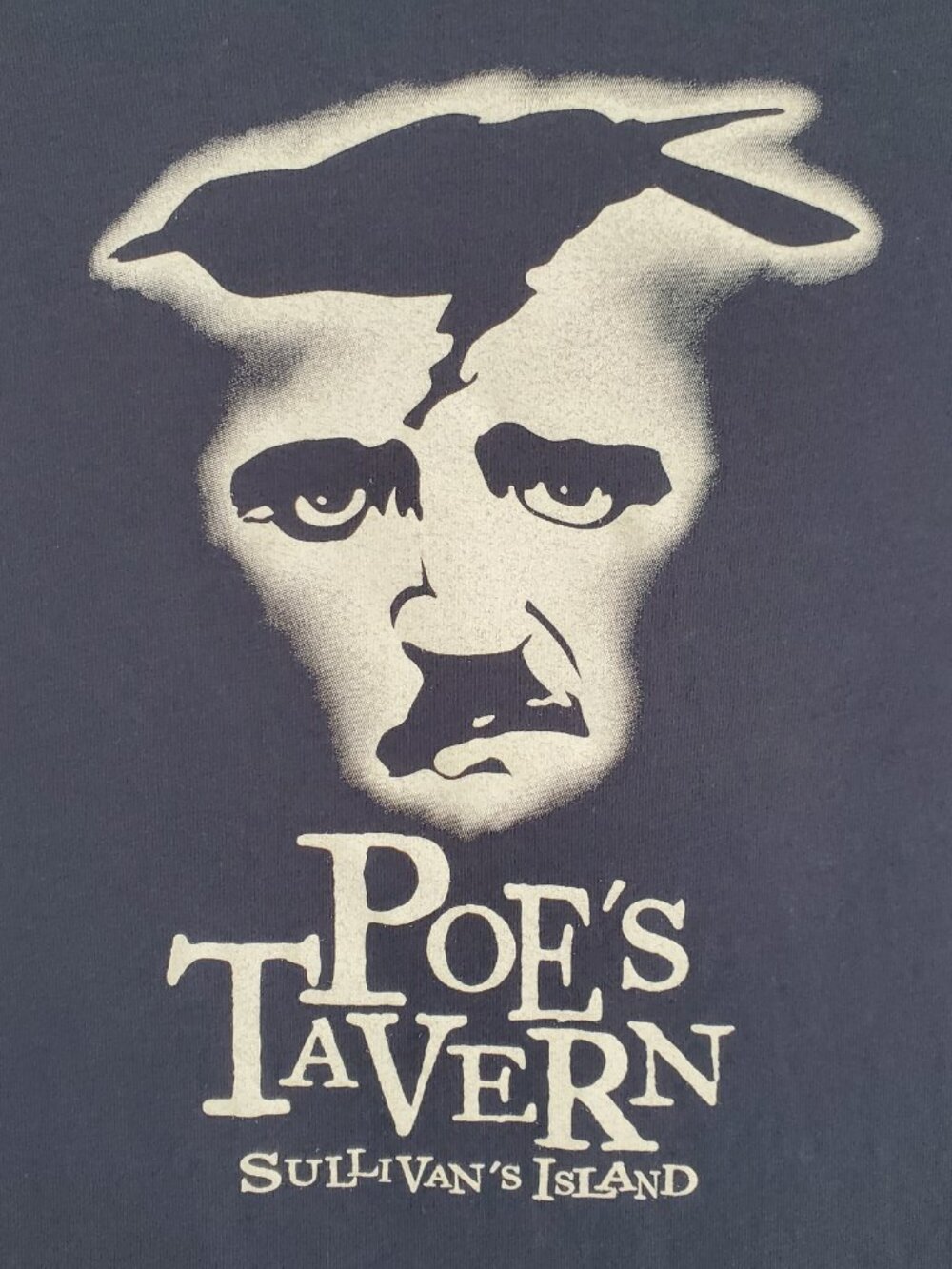 Poe’s Tavern T-Shirt Sullivan’s Island SC Edgar Allan Poe Raven Blue Small